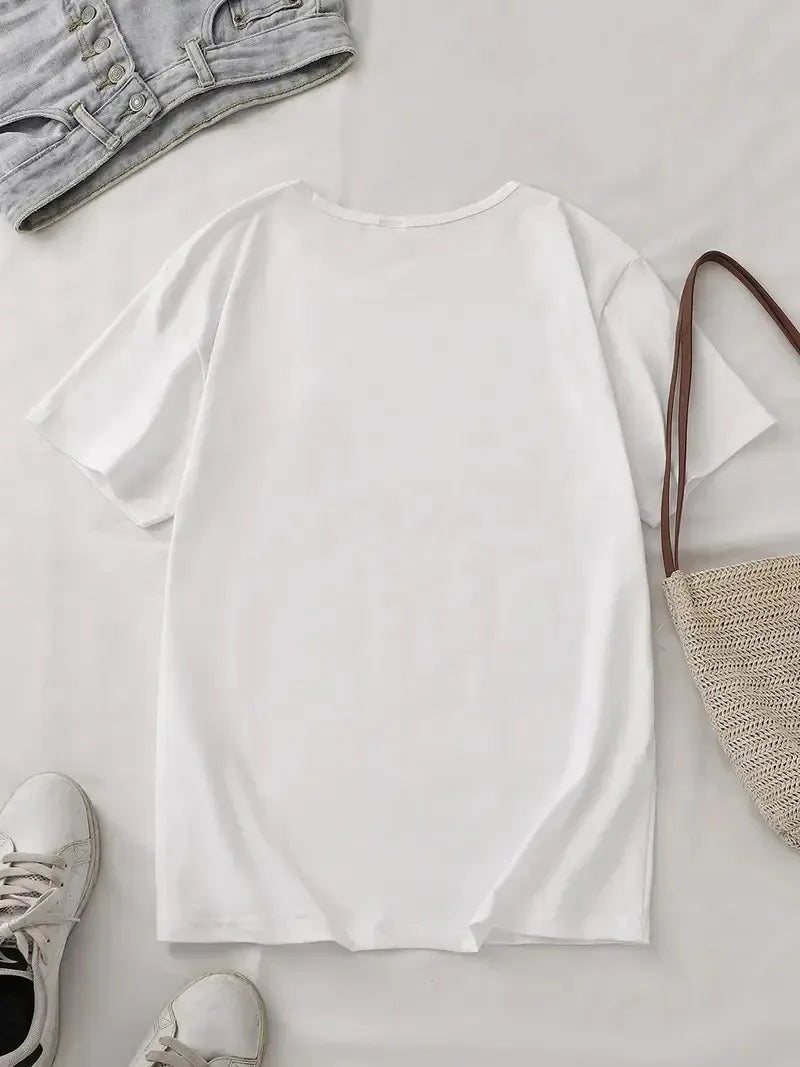 Stylish Unique Cool Cat Fans Short Sleeve T Shirt for Women Cartoon Summer Print Fitted Flattering Fashionable Soft Breathable