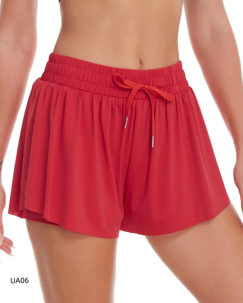 Breathable Women's Sports Shorts - Elastic Drawstring Waist, Liner Design, Side Pocket, Ideal for Gym Yoga Running Casual Wear