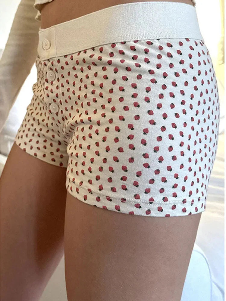 Casual Women Soft Cotton Front Buttons Shorts Summer Vintage Low Waist Female Chic Bottoms