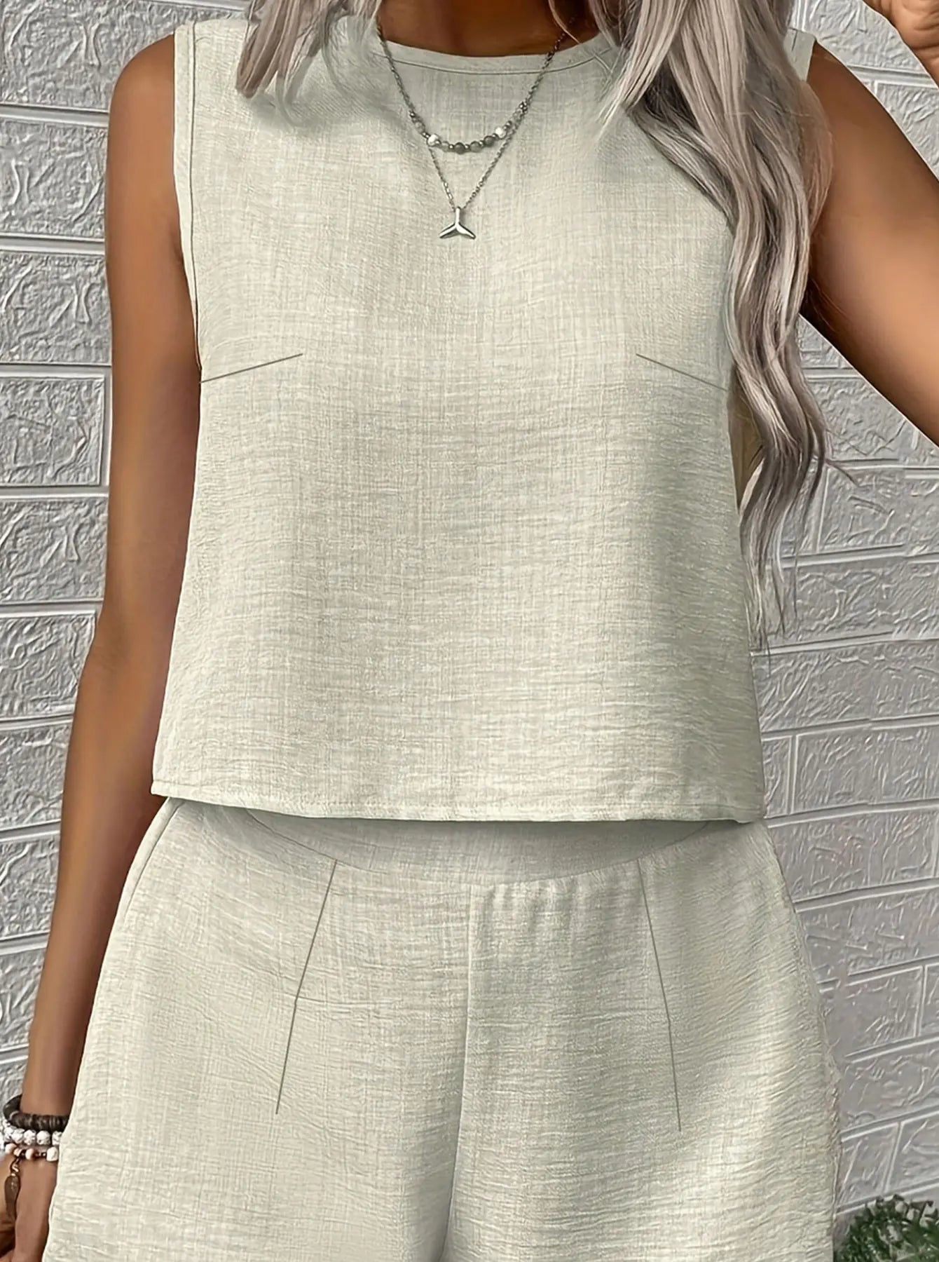 Apricot Ladies Large Size Woven Casual Set Comfortable Fashionable plus Size Outfit Women's Clothing Set Apricot