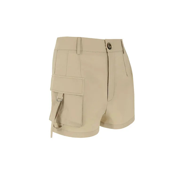 Women Sexy Bodycon Cargo Shorts Summer New Streetwear Fashion Button Pockets Zipper Pants Casual Slim Female Versatile Clothing