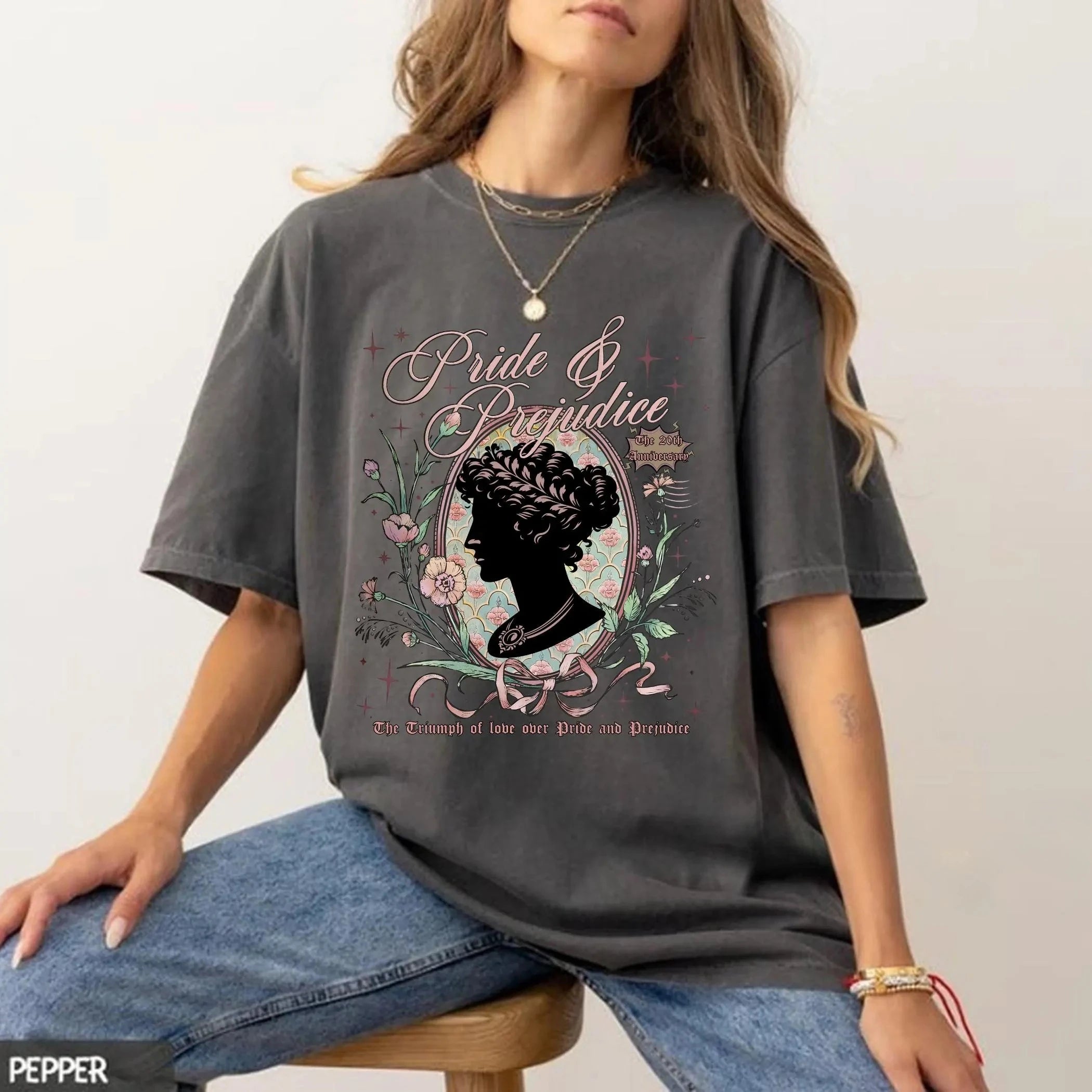 Summer Women's Vintage Pride and Prejudice T-Shirt Cotton and Breathable Short Sleeve Streetwear Oversized Loose Casual