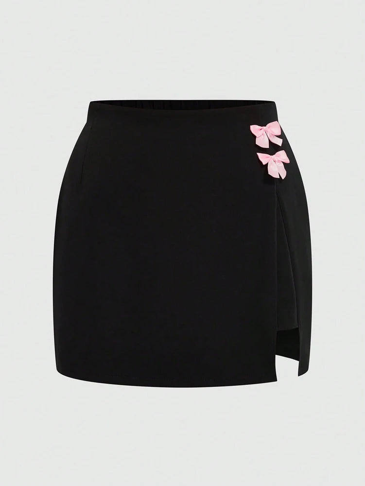 Plus Size 2025 Summer New Women's Spring and Summer Sexy Suspenders Top Bowknot Slit Half Skirt Romantic Girl Two Piece Set