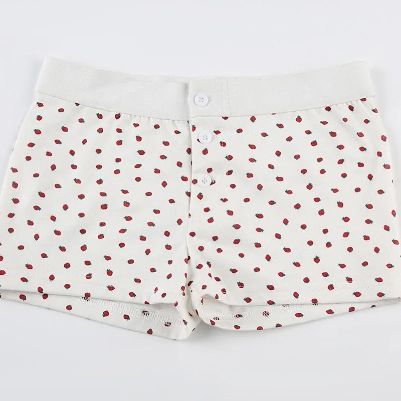 Casual Women Soft Cotton Front Buttons Shorts Summer Vintage Low Waist Female Chic Bottoms