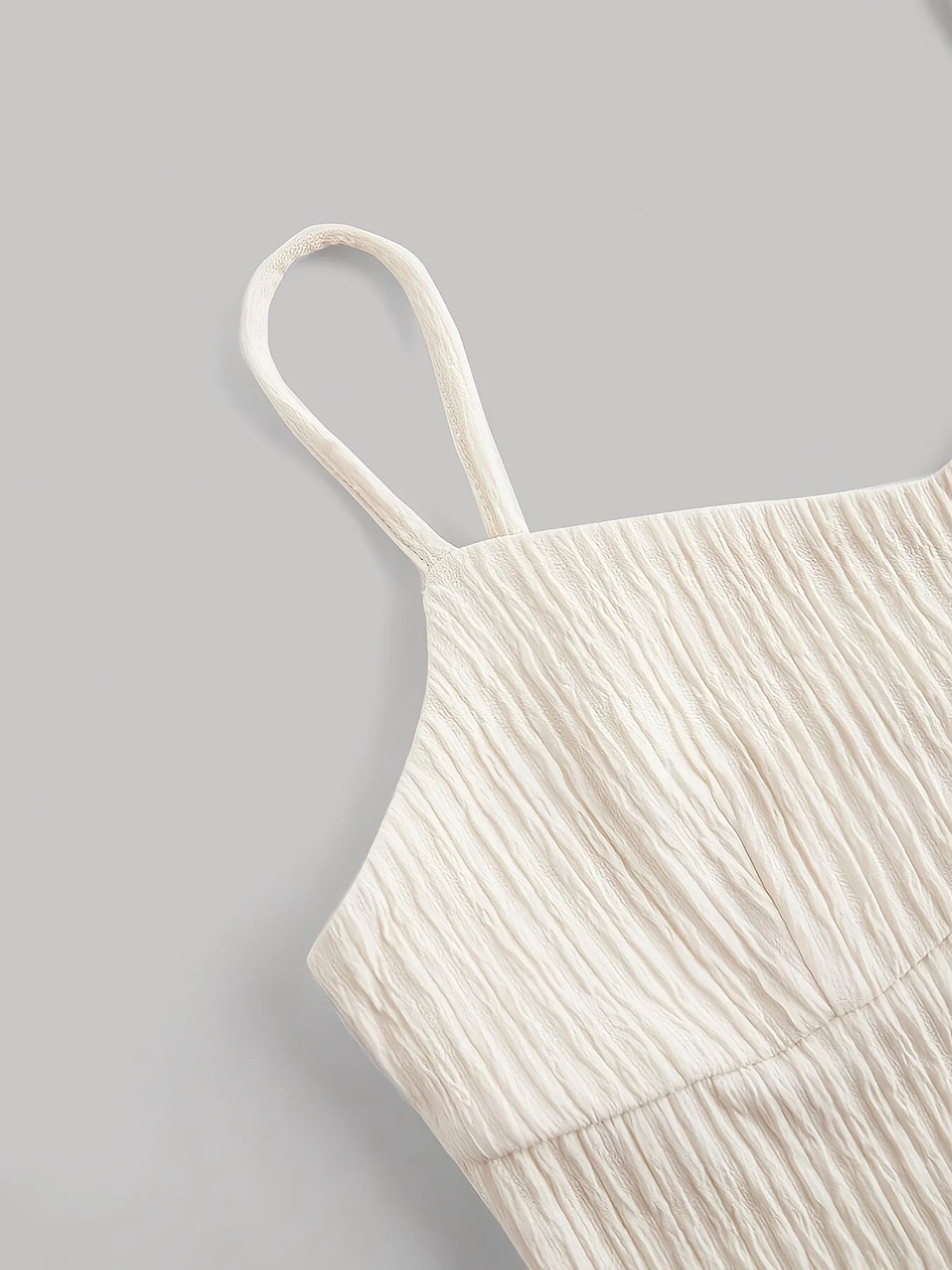 Plus Size Women's Beige Ribbed Cami Top + Tiered Maxi Skirt 2-Piece Set - Elegant Casual Party Style (0XL-4XL)